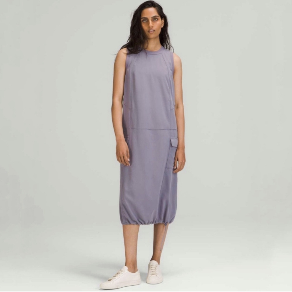 Luluemon Pocketed Drop Waist Midi Dress in Dusky Lavender